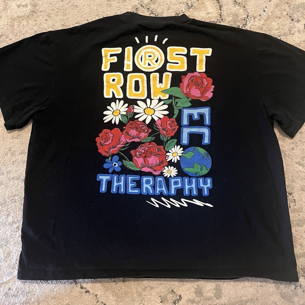First Row Streetwear Rose Graphic Y2K Aesthetic Eco Theme Cotton Tee L Unisex